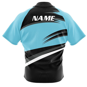 Unisex Blue Black Sublimation <b>Boxing</b> Polo <b>Shirt</b> Moisture Wicking Quick Dry Regular Fit Front Logo Print Waterproof - Product Image 2