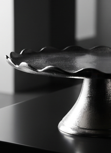 Modern Silver Metal Single <b>Tier</b> <b>Cake</b> <b>Stand</b> Luxury Scalloped Edge Dessert Display Tray Pedestal Cupcake Holder Party - Product Image 4