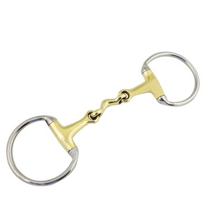 Mors de cheval de style occidental en cuivre avec chaîne à crochets et garnitures argentées, rouleau central pour joues, pour la mastication équine - Product Image 2
