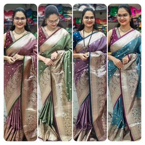 Sari Tradicional Indio de Satén con Bordado Zari para Bodas y Eventos Festivos, Atuendo Elegante para Mujer - Product Image 3