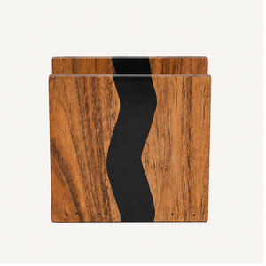 Porte-serviettes en bois d'acacia artisanal et résine époxy noire, design moderne rustique effet rivière, distributeur de serviettes en papier pour la maison et les restaurants - Product Image 3