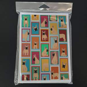 Lunatique A7 taille 5x7 cartes vierges paquet de 8 avec des enveloppes comportant beaucoup d'images de voeux de bouledogue français fauve - Product Image 3