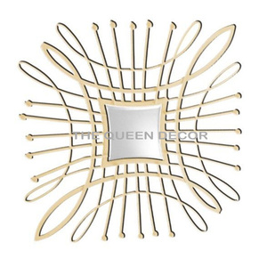 Customized Modern Gold Metal Wall Mirror Decorative Wall Living Room Hotel Home Handmade Iron Easy Installation - Product Image 3