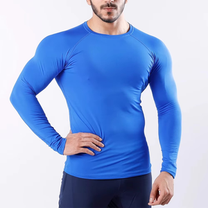 เสื้อยืดแขนยาวบีบอัดรัดรูปสำหรับผู้ชาย เนื้อผ้านุ่มยืดหยุ่น ระบายความชื้น ช่วยพยุงกล้ามเนื้อ รับผลิตแบบ OEM ODM - Product Image 4