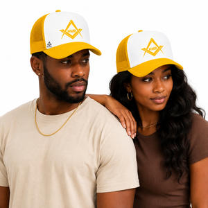 Gorra Ajustable de Malla Blanca y Amarilla para Ropa Masónica Griega, Hermandad, Fraternidad, Sororidad - Product Image 1