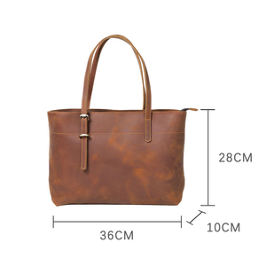 Handmade High Quality Women's Waterproof Zipper & Open Closure Genuine Leather Shoulder Tote Bag Handbag - Product Image 2