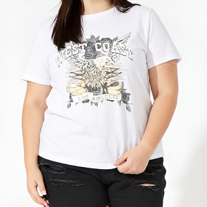 Camiseta Azul Urbana para Mujer con Opción de Logotipo Personalizado, Cuello Redondo, Manga Corta, Corte Regular, 100% Algodón, Secado Rápido, Diseño Estampado - Product Image 3