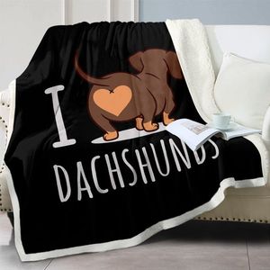 Cute Dachshund 3D Printed Reversible Bed Sherpa Coral Fleece Blanket for Dachshund Lovers Wiener Sausage Dog Reversible Blanket - Product Image 1
