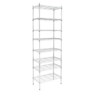 Scaffale a 8 Ripiani in Acciaio Cromato Regolabile con Ripiani in Filo Metallico - Product Image 2