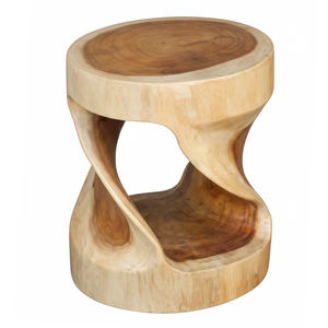 Luxury Artistic Organic Suar <b>Wood</b> Twisted Shape <b>Round</b> Selendang <b>Stool</b> Versatile Nightstand for Hotel Lobby Lounge Display Stand - Product Image 3