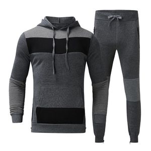 Conjunto Deportivo con Capucha para Hombre, Diseño Color Block, Poliéster y Algodón, Casual, Largo, Transpirable, Corte Regular, Ropa de Otoño - Product Image 1