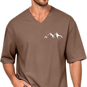 Custom Graphic Print Mocha <b>Brown</b> <b>Mens</b> V Neck T <b>Shirt</b> Hot Sale Soft Cotton Breathable Short Sleeve <b>Mens</b> V Neck T <b>Shirts</b> - Product Image 3