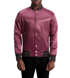 Veste de baseball en satin personnalisée de haute qualité pour hommes, en polyester et soie, style varsity, bomber, avec logo. - Product Image 1