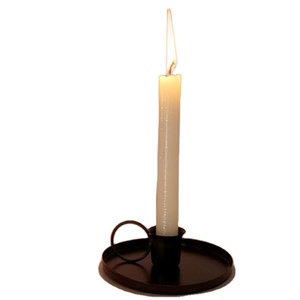 Portavelas de hierro real del superventas acabado en recubrimiento de polvo negro entrega rápida de fábrica soporte de velas de mesa - Product Image 1