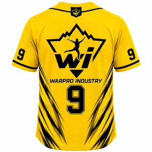 Warpro Industry เสื้อเจอร์ซีย์สำหรับผู้ชายแขนสั้น, กระดุมหน้าซับลิเมชันสีเหลืองสีดำดูดความชื้นขนาดผู้ใหญ่ - Product Image 3