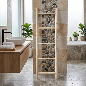Escalera Decorativa de Madera de Teca, Soporte para Toallas y Mantas, Hecho a Mano en Bali, Mueble Decorativo para Interiores del Hogar - Product Image 4