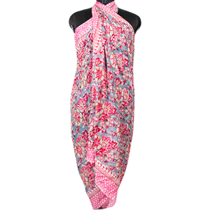 Artisan Crafted Cotton Sarong Pareo Multicolor Floral Print Long Scarf Shawl Wholesale Summer Dress <b>Wrap</b> Scarf - Product Image 1