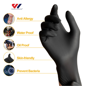 Gants en nitrile bleus jetables certifiés CE TWI, 4 mil, sans poudre, imperméables, résistants aux produits chimiques, pour examen médical et sécurité - Product Image 6