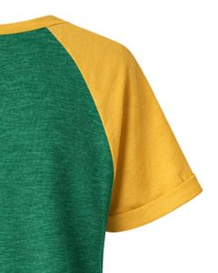 สีเขียวสีเหลืองเสื้อยืดผู้หญิงแขนสั้นเฮนลีย์ เนค แร็กแลน ทีผ้าฝ้ายนุ่มสบายฤดูร้อนระบายอากาศได้ดีสวมใส่สบายทุกวัน - Product Image 6