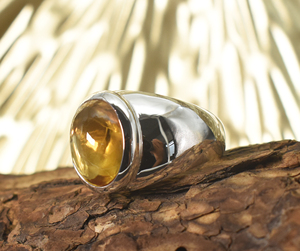Citrine Oval Cabochon <b>Ring</b> Citrine Bezel <b>Mens</b> <b>Ring</b> November <b>Stone</b> Classic Anniversary <b>Ring</b> Vintage Citrine Wedding Ceremony - Product Image 3
