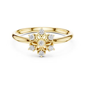 Anillo de oro macizo de 14k para mujer con forma de flor, múltiples ramas, corte redondo minimalista de diamante, para regalo, compromiso, aniversario, boda. - Product Image 1
