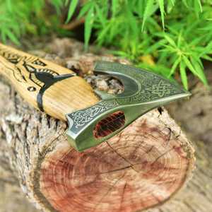 High Quality Handmade Mattock Head <b>Axe</b> Forged Steel Head Wood <b>Handle</b> Tactical Carved Design Survival Use - Product Image 3
