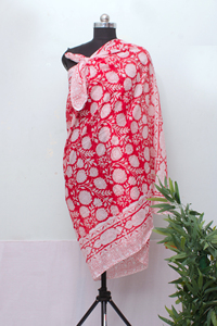 Women Summer Cotton <b>Sarong</b> Red Floral Beach <b>Wrap</b> Lightweight Pareo Boho Cover Up Stylish Resort Wear <b>Sarong</b>. - Product Image 5