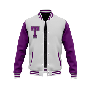 เสื้อแจ็คเก็ต Letterman ผู้ชายแบบขายส่ง เป็นมิตรกับสิ่งแวดล้อม กันลม สไตล์คลาสสิกแบบวิทยาลัย เสื้อคลุมกันหนาวแบบ Varsity ทนทาน ไม่มีลาย  แบบเบสบอล ทรง Bomber - Product Image 5