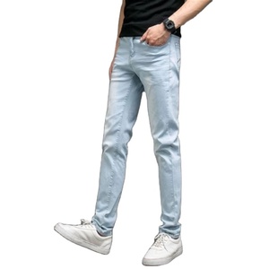 Jeans en denim personnalisés pour hommes, coupe skinny, en coton de haute qualité, OEM, personnalisables, avec fermeture éclair, en coton élasthanne, délavés, collection printemps - Product Image 6