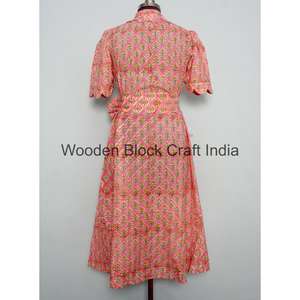 Vestido Midi Bohemio 100% Algodón con Estampado Floral, Ecológico, Lavable, de Manga Corta para Mujer, Ropa de Playa de Verano, Estilo Natural - Product Image 6