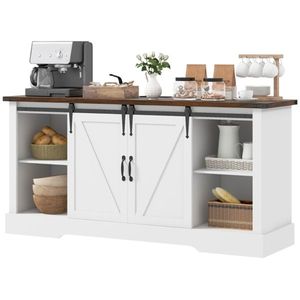 Carrello da Cucina in Vetro Ecologico, Credenza con Armadietto per Sala da Pranzo e Soggiorno - Product Image 2