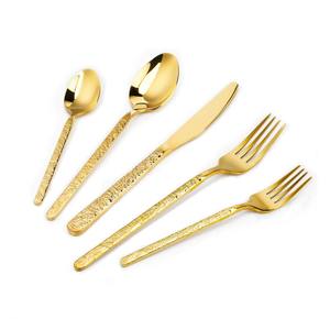 Ensemble de couverts élégants en acier inoxydable avec finition chaleureuse - Écologique pour les fêtes - Sublime l'apparence de la table - Rend les repas intimes et décontractés - Product Image 5