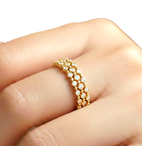 DEF Color VS VVS Clarity Round Lab Diamond Bubble Gold <b>Ring</b> 10K 14K 18K Solid Gold Bridal Cocktail Engagement <b>Ring</b> IGI Certified - Product Image 6