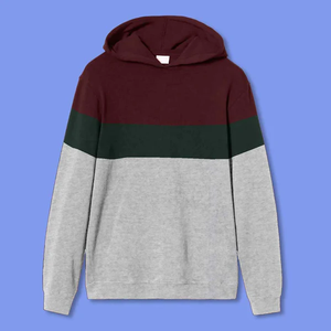<b>Men's</b> Custom Contrast <b>Grey</b>, Red, Green Panel Design <b>Fleece</b> Pullover Hoodie With High Quality - Product Image 3