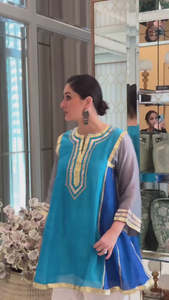 Bebo Style Choga Kurta With Salwar Designer Wear Chinon <b>Gota</b> Patti Pattern Work Designer Top With Chinon <b>Gota</b> Patti Work Bottom - Product Image 3