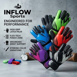 Gants de gardien de but en cuir PU à doigts entiers, antidérapants, respirants, avec sangle de poignet réglable, unisexes, pour le sport - Product Image 6