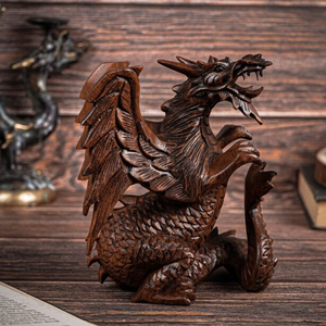 Sculpture de dragon de luxe en bois dur naturel, statue d'art de dragon personnalisée, fabricant de décoration de dragon chinois traditionnel en bois - Product Image 4