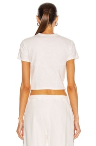 Camiseta Básica de Algodón 100% para Mujer, Manga Corta, Cuello Redondo, Corte Ajustado, Elástica, Casual, Tops Cortos para Mujer al por Mayor - Product Image 3