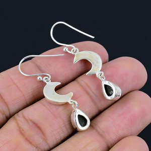 Handmade 925 Sterling Silver <b>Fine</b> Drop <b>Earrings</b> Unique Design Natural Black Tourmaline Gemstone Women Fashion Jewelry Exporter - Product Image 3