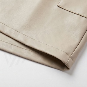 Jupe courte en similicuir taille haute pour femme avec ceinture, poches cargo, couleur unie, coupe ajustée, style toutes saisons - Product Image 6