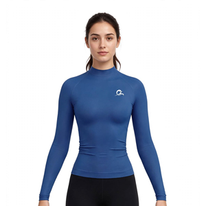 Wholesale Women's Plus Size Breathable Skinny Crop Top Athletic Compression <b>T</b>-<b>Shirt</b> Gym Running <b>Yoga</b> Training Front Logo - Product Image 1
