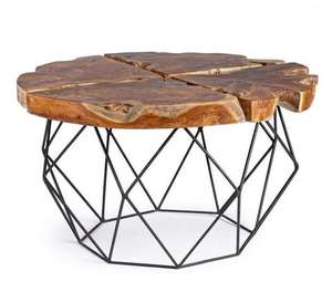 Table basse au design tendance, table d'appoint avec plateau en bois de manguier, mobilier de bureau, table basse avec base en métal pour la décoration de café - Product Image 2