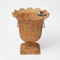 Penjualan Terbaik ramah lingkungan Boho-Chic Handwoven rotan Pot bunga bergaya tanaman dalam ruangan keranjang penyimpanan untuk dekorasi rumah
