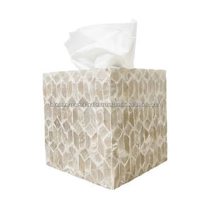 Boîte à mouchoirs artisanale haut de gamme en nacre, avec incrustation décorative en coquillage, couvercle rectangulaire pour salon, chambre et hôtel - Product Image 1