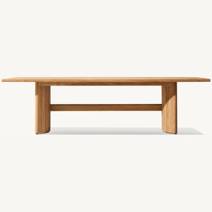 Mesa rectangular en oferta, hecha de madera de teca, adecuada para comedor en exteriores o interiores, estilo minimalista. - Product Image 6