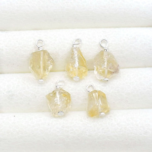 Raw Citrine Wire Wrapped Pendant <b>Silver</b> Plated Natural 8 - 10mm Gemstone <b>Charm</b> Jewelry Making Supply Birthstone January - Product Image 2