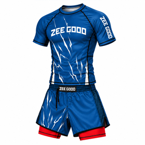 Conjunto de Rashguard y Pantalones Cortos de BJJ al por Mayor, Rashguard de Compresión de Manga Larga con Estampado por Transferencia Térmica, Ropa de Lucha No Gi Transpirable UPF50+ - Product Image 5