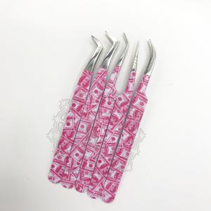 Pince à cils à pointe argentée pour revêtement en papier Dollars Pince à épiler solide Pince à épiler en acier inoxydable de haute qualité Étiquette personnalisée acceptée - Product Image 3