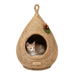 Vente en gros de niches pour chats en jute faites à la main, écologiques, tissées, en fibres naturelles, avec coussin, fabrication OEM - Product Image 1