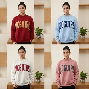 McGuire Women's Light Blue Oversized Crew Neck <b>Sweatshirt</b> Custom Sorority Mock Neck Knit Pullover Greek Letter Chapter Logo - Product Image 5